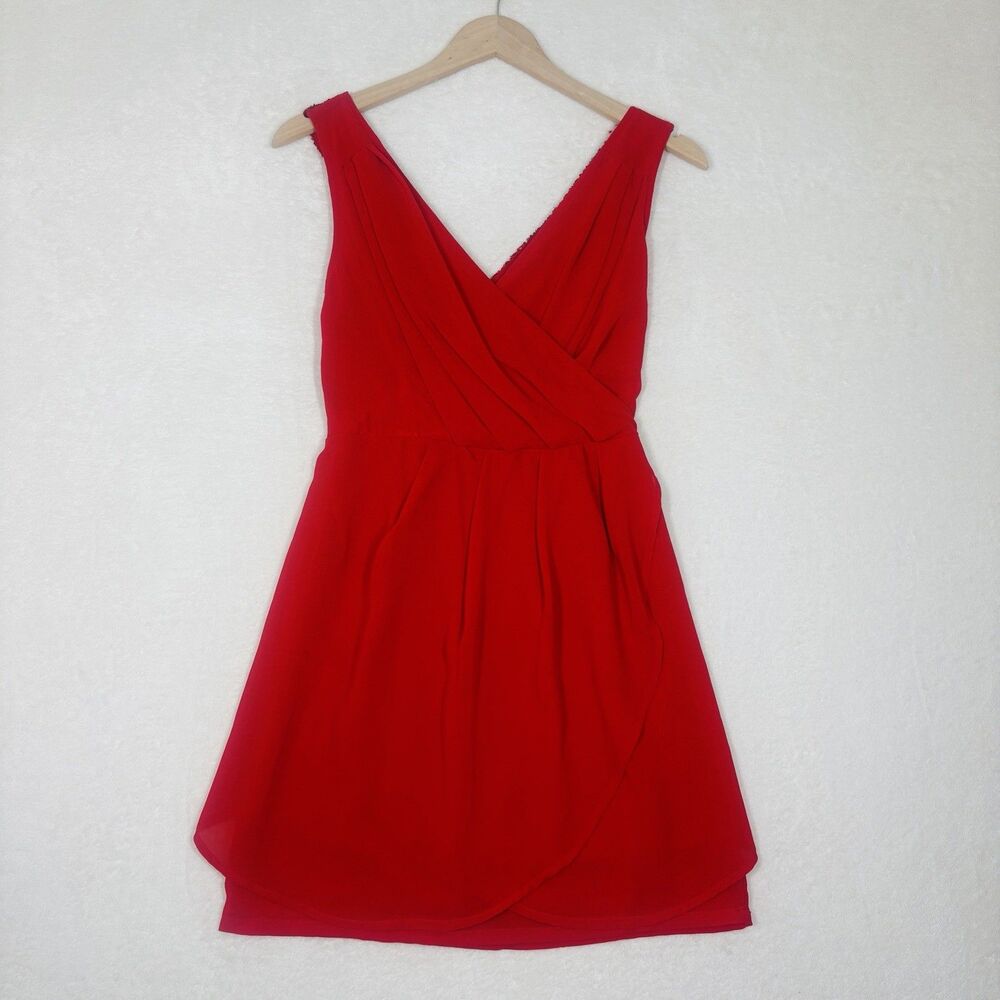 Windsor Dress Womens M Red Chiffon Sequin Cross Straps Cocktail Grecian Formal